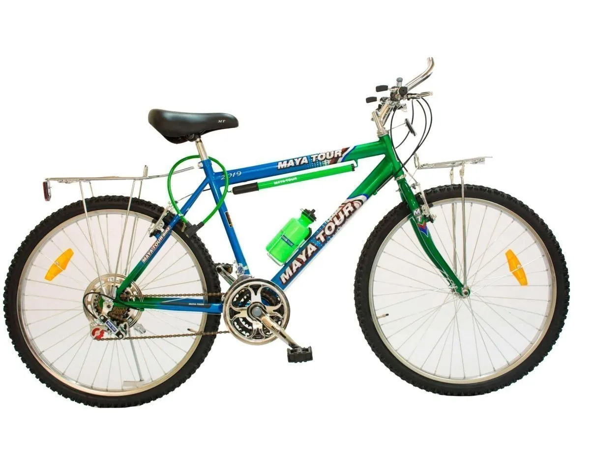 Bicicleta Montañesa Maya Tour Equipada Color Azul y Verde No. 24 - Imagen 1